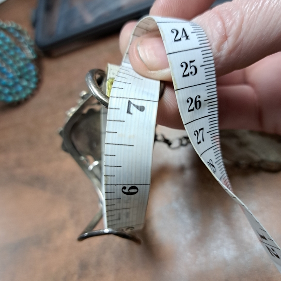 SOLD! Beautiful Harry B Yazzie Vintage Sterling Turquoise Slave Cuff - Picture 5 of 6